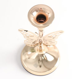 Металлический подсвечник на 1 свечу Ажурная бабочка, d=2.5 см, золото, 11?11?20.5 см