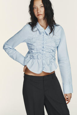 POPLIN SHIRT WITH ELASTIC GATHERING - Zara фото 2