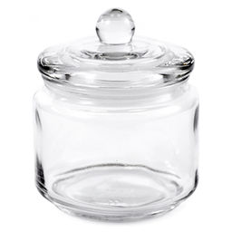Банка стеклянная прижимная крышка "Цилиндр" 0,3л, д8,5см, h10см, д/горла-7см, д/основания-6,5см, цветная упаковка (Китай)