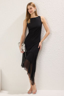 TRENDYOLMILLA Cok Renkli Asimetrik Bodycone/Vucuda Oturan Midi Orme Elbise TWOSS25EL00227 фото 2