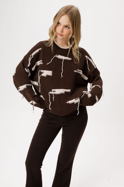 Джемпер Pirs 6375 коричневый с бежевым  фото 3