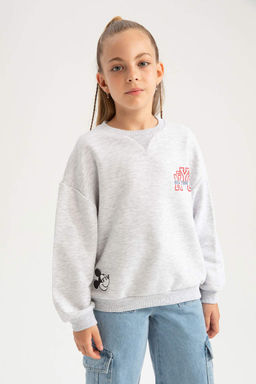 Толстовка оверсайз с круглым вырезом для девочек Disney Mickey & Minnie - Defacto фото 2