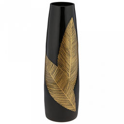 Ваза для цветов стеклянная "Cone" 6л, д15см, h50см, "Сарагоса", черная с бронзой (Россия)