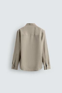 CAMISA FLUIDA CUELLO TIRA / Piedra - Zara фото 7