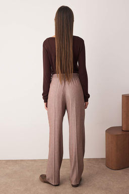 Kahverengi Pilili Wide Leg/Genis Paca Pantolon TWOAW26PL00015