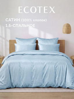 Постельное белье Моноспейс 1,5сп + 2 наволочки, голубой