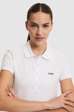 Kad_n Beyaz Polo Yaka Basic Ti__rt