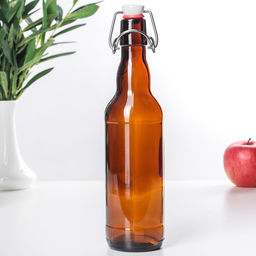 Цена за 12 шт. Бутылка, 500 мл, с бугельным замком, стекло, коричневая