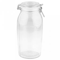 Банка стеклянная с бугельным замком Бочонок 2,5л, д8,5см h26,7см, основание д11см, крышка с силиконовым уплотнителем, в коробке, Делисога (Delisoga) (Китай)