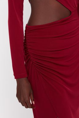 Trendyolmilla Siyah Kruvaze Yaka Cut Out/Pencere Detayl? Orme S?k Abiye Elbise TPRAW23EL00272  фото 11