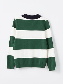 Polo Yaka Uzun Kollu Erkek ?ocuk Kazak - Waikiki фото 2