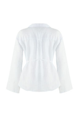 TRENDYOLMILLA Beyaz %100 Keten Baglama Detayl? Gomlek TWOSS25GO00130  фото 6
