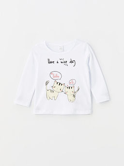 Bisiklet Yaka Bask?l? Uzun Kollu K?z Bebek Pijama ?st