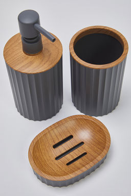 Trendyolmilla Home 3lu Plastik Ahsap Gorunum Detayl? Sabunluk Banyo Seti TPHSS25BST00005  фото 3