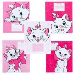 Цена за 10 шт. Тетрадь 12 листов, 5 видов МИКС, косая линия, Коты аристократы