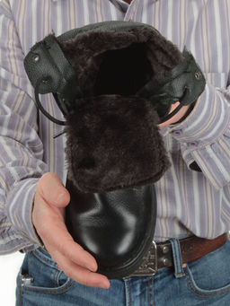 05-9006 BLACK Ботинки зимние мужские (искусственная кожа, искусственный мех)