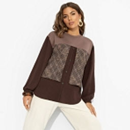 Свитшот с эффектом многослойности, Стиль по-взрослому (браун, нью) - Charutti фото 8