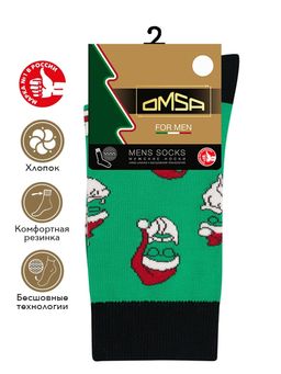 OMSA STYLE 506 (Дед Мороз) NEW YEAR 75% ХЛОПОК, 20% ПОЛИАМИД, 5% ЭЛАСТАН - verde  фото 2