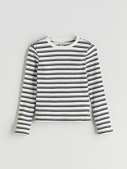 Bisiklet Yaka ?izgili K?z ?ocuk Ti??rt