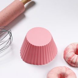 Цена за 2 шт. Форма для выпечки кекса Доляна «Круг. Риб», силикон, 11×6 см, розовая