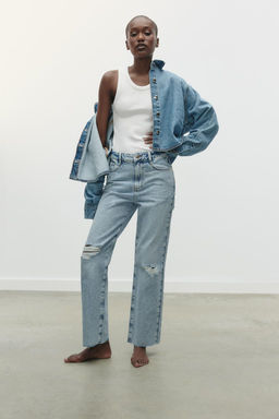 Z1975 STRAIGHT HIGH-WAIST RIPPED JEANS