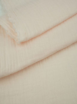 Муслин двухслойный с эффектом жатости цв.Ванильно-персиковый, ш.1.4м, хлопок-100%, 110гр/м.кв - Купава фото 2