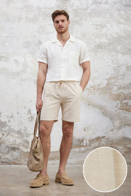 TRENDYOL MAN Ekru Kargo Cepli Keten Gorunumlu Pamuklu Sort & Bermuda TMNSS25SR00055 - Trendyolmilla фото 10