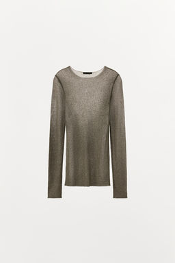 CAMISETA HILO METALIZADO / Dorado - Zara фото 3