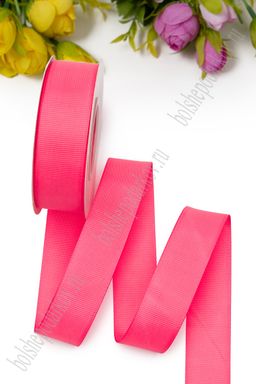 Лента репсовая 2,5 см*20 ярд "1 сорт" (SF-1348) ярко-розовый №14