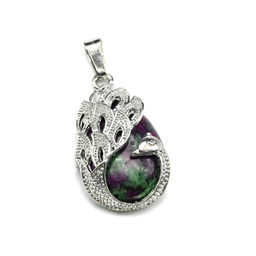 Подвеска с цоизитом искусственным Птица 20*30мм