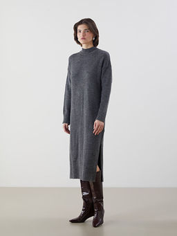 Yar?m Bal?k?? Yaka Kad?n Triko Elbise