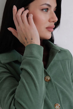 10896 Платье-рубашка из микровельвета папоротник - Martichelli фото 7