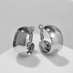 Серьги-кольца Выпуклые широкие, цвет серебро, d=3 см