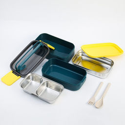 Ланч-бокс, 1 л, двухуровневый, 11.5 х 21 см, бирюзовый - Take it easy фото 5