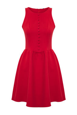 Trendyolmilla K?rm?z? Dugme Detayl? Mini Dokuma Elbise TWOSS25EL00802 фото 4