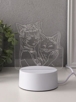 Светильник 3D RISALUX Лисица, LED-ночник, RGB, от сети, 9.5?16.7?18.5 см  фото 2