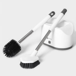 Ёршик для унитаза SAVANNA, силиконовый с щёткой, 18.9×12×40.5 см, белый