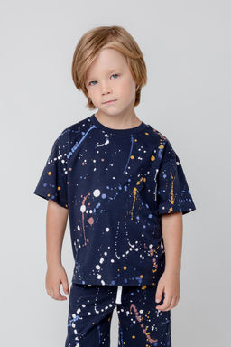 КР 302006/индиго,космические брызги фуфайка (футболка) для мал