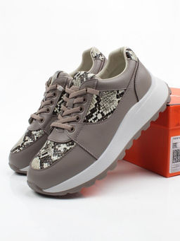 03-A847-11 GRAY/BROWN Кроссовки женские (натуральная кожа)