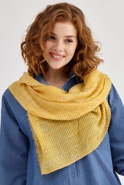 Большой, двусторонний однотонный палантин из жатого полотна вареный хлопок