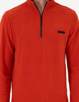 Kiremit Regular Fit Yar_m Fermuarl_ Polar Sweatshirt