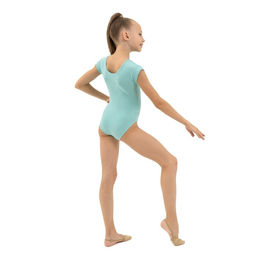 Купальник гимнастический Grace Dance, с укороченным рукавом, вырез лодочка, р. 42, цвет ментол  фото 6