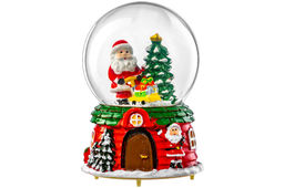 Новогодний шар со снегом 8*8*12,5 см Дед Мороз с подарками музыкальный, с подсветкой - Elan gallery фото 6