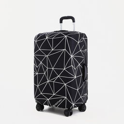 Чехол TEXTURA на чемодан на колёсах, 24" (M), с принтом, чёрный