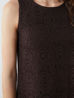 Bisiklet Yaka Ajurlu Dantelli Kro?e Elbise