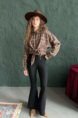 Рубашка женская HUG077/13/Коричневый, бежевый