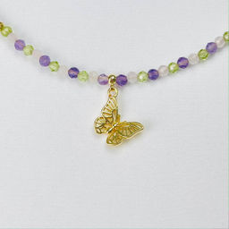 Бусы детские из Аметиста, Хризолита и Розового кварца 36 см +