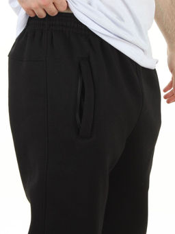 48579 BLACK Брюки спортивные утепленные мужские (50% хлопок, 50% полиэстер)