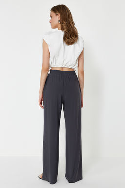 Antrasit Wide Leg/Rahat Kesim Yuksek Bel Esnek Pantolon TWOSS23PL00129
