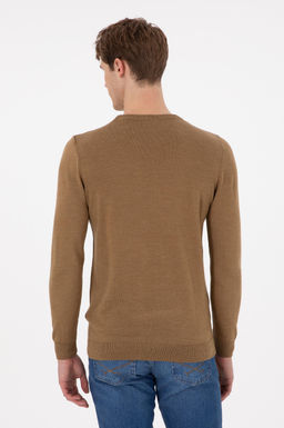 Erkek Slim Fit Bisiklet Yaka Haki Melanj Kazak - U.s. polo assn фото 5